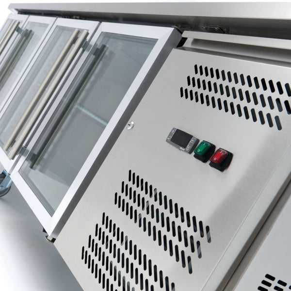 Table Vitrée XXL 4 Portes 223cm (GN 1/1)