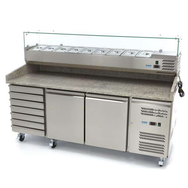 Saladette Pizza XXL 202cm 2 Portes + 7 Tiroirs