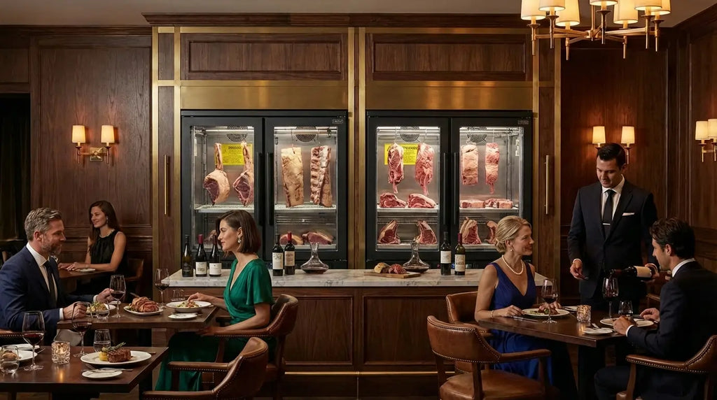 Cave de maturation à viande dans un restaurant chic