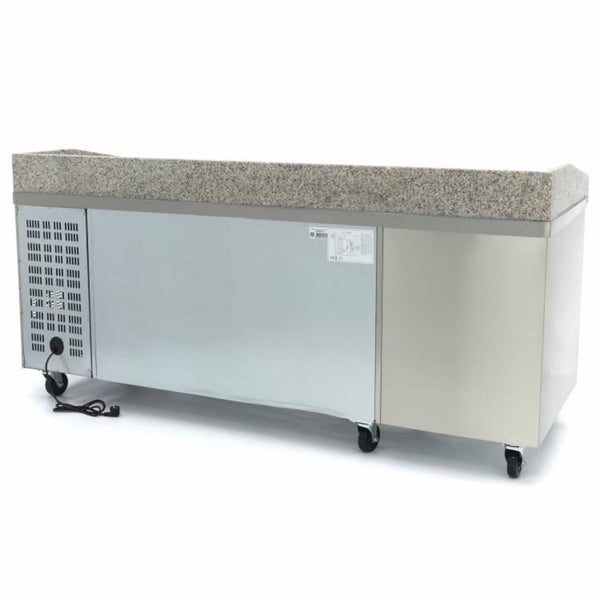 Saladette à Pizza 202cm avec 7 Tiroirs à Pâtons (Plan Granit)