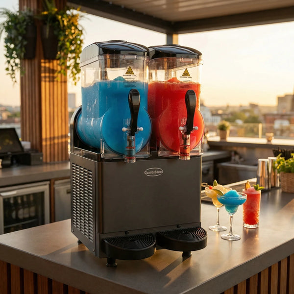 Machine à slush et granita design noire 2 cuves de 12 litres