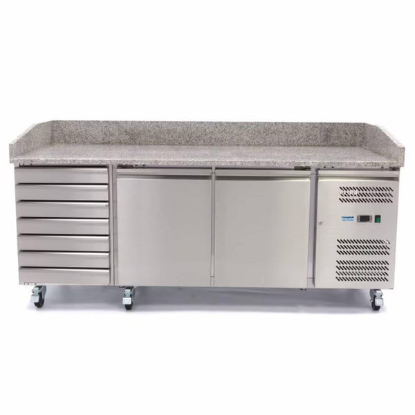 Saladette Pizza XXL 202cm 2 Portes + 7 Tiroirs