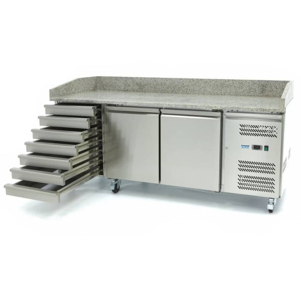 Saladette Pizza XXL 202cm 2 Portes + 7 Tiroirs