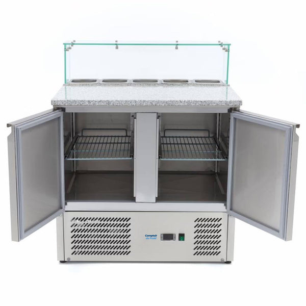 Saladette à Pizza Vitrée 2 Portes 90cm