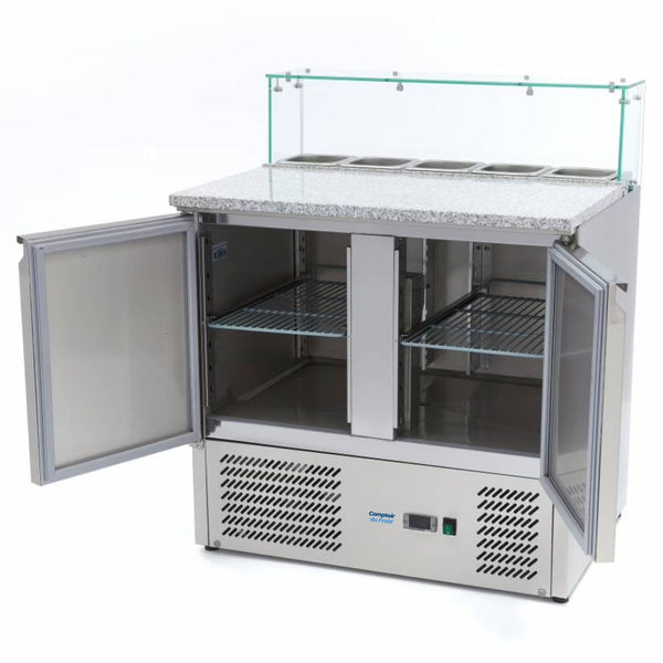 Saladette à Pizza Vitrée 2 Portes 90cm