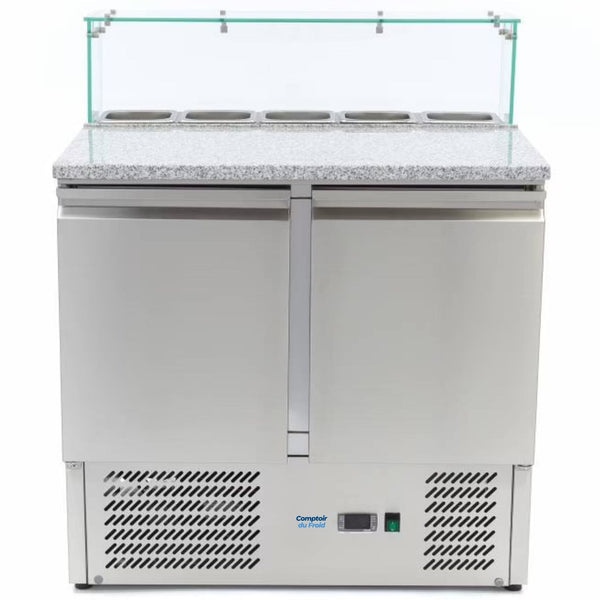 Saladette à Pizza Vitrée 2 Portes 90cm