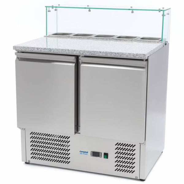 Saladette à Pizza Vitrée 2 Portes 90cm