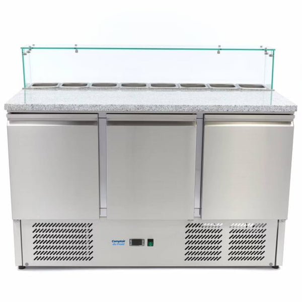 Saladette à Pizza Vitrée 3 Portes 137cm