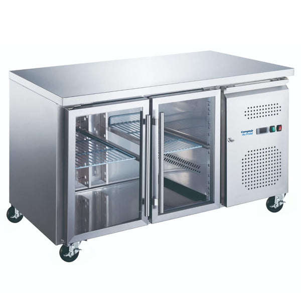 Table Réfrigérée Vitrée 2 Portes 136cm