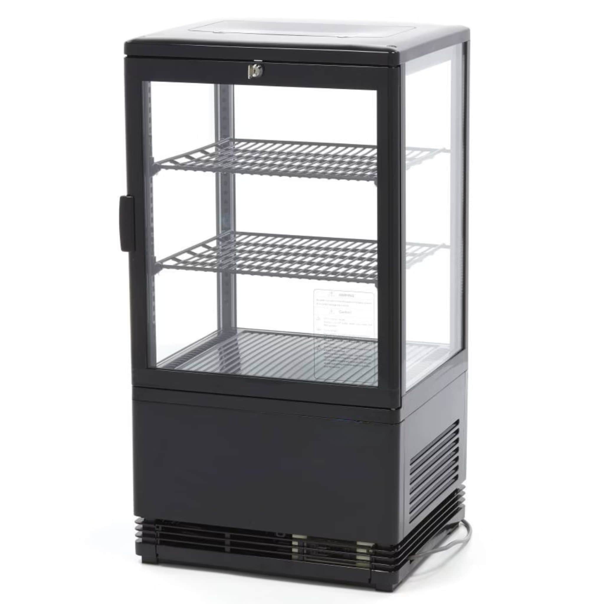 Vitrine réfrigérée de comptoir noire 4 faces vitrées 58 litres