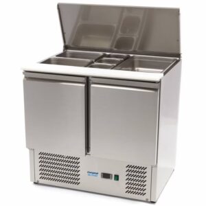 Saladette Réfrigérée Inox 2 Portes 90cm (Couvercle Inox)