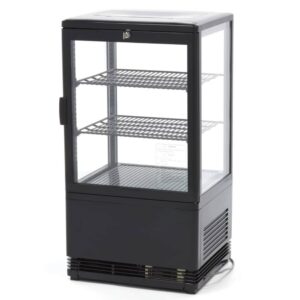 Vitrine Réfrigérée de Comptoir Noire - 4 Faces Vitrées (58L à 98L)