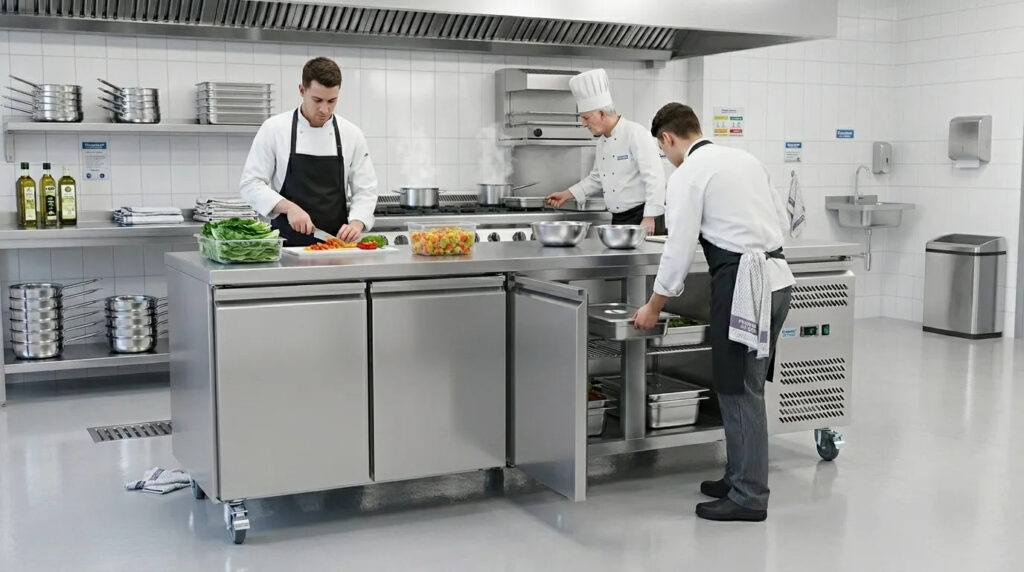 Bien choisir une table réfrigérée 4 portes pour une cuisine pro à fort débit